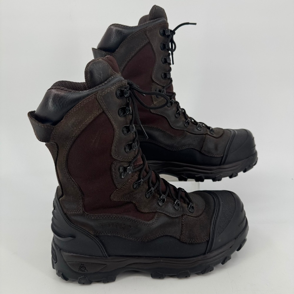 Rocky 7454 Mens Brown Leather 1200G Thinsulate Waterproof Hunting Boots Size 10